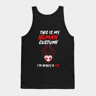 hiv aids Awareness Halloween funny lazy This is my human custume I'm really a cat Tank Top